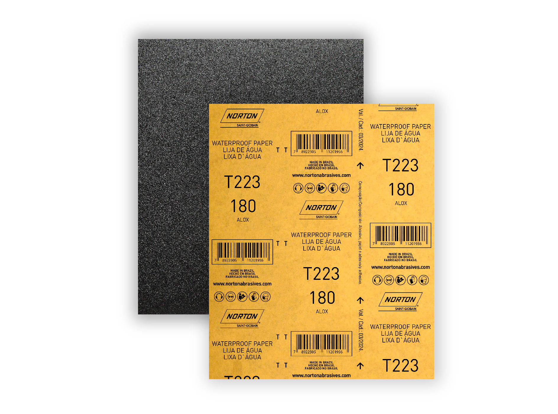  LIJA T-223 AL AGUA 225X275MM G180 50UN NORTON 