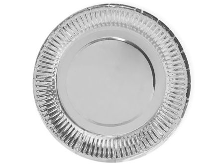  PLATO DE CARTON T/OCAS 18 CM X 6 UN PLATA 