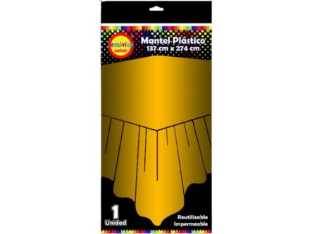  MANTEL PLASTICO 137 X 274 DORADO 
