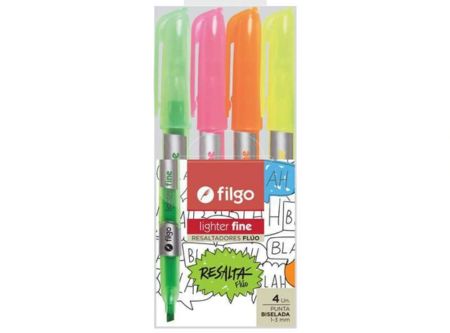  DESTACADOR FILGO SURTIDO FLUOR BL 4 UND FINO 