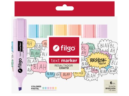  DESTACADOR FILGO PASTEL SET X 6 UND TEXT MARKER 