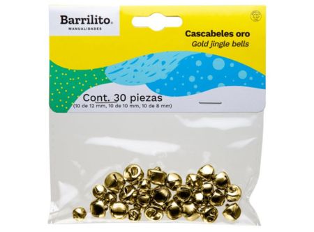  BARRILITO MANUALIDAD CASCABELES ORO BOLSA 30 UN 