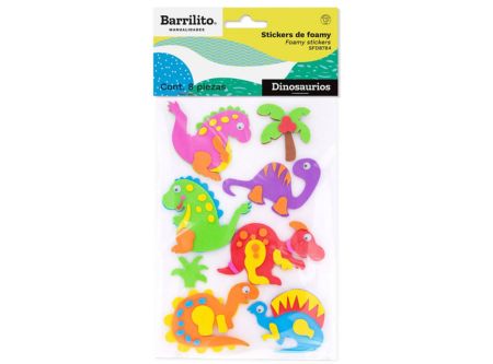 BARRILITO STICKERS GOMA EVA FIG DINOSAURIO 8 UN 