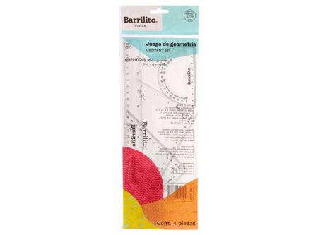  SET GEOMETRIA 5 PIEZAS 30CM TRANSP. BARRILITO 