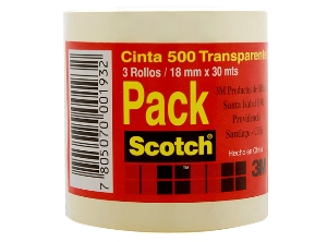  CINTA CRISTAL 18 X 30 MT. 3M 500 DP X 3 ROLLOS 