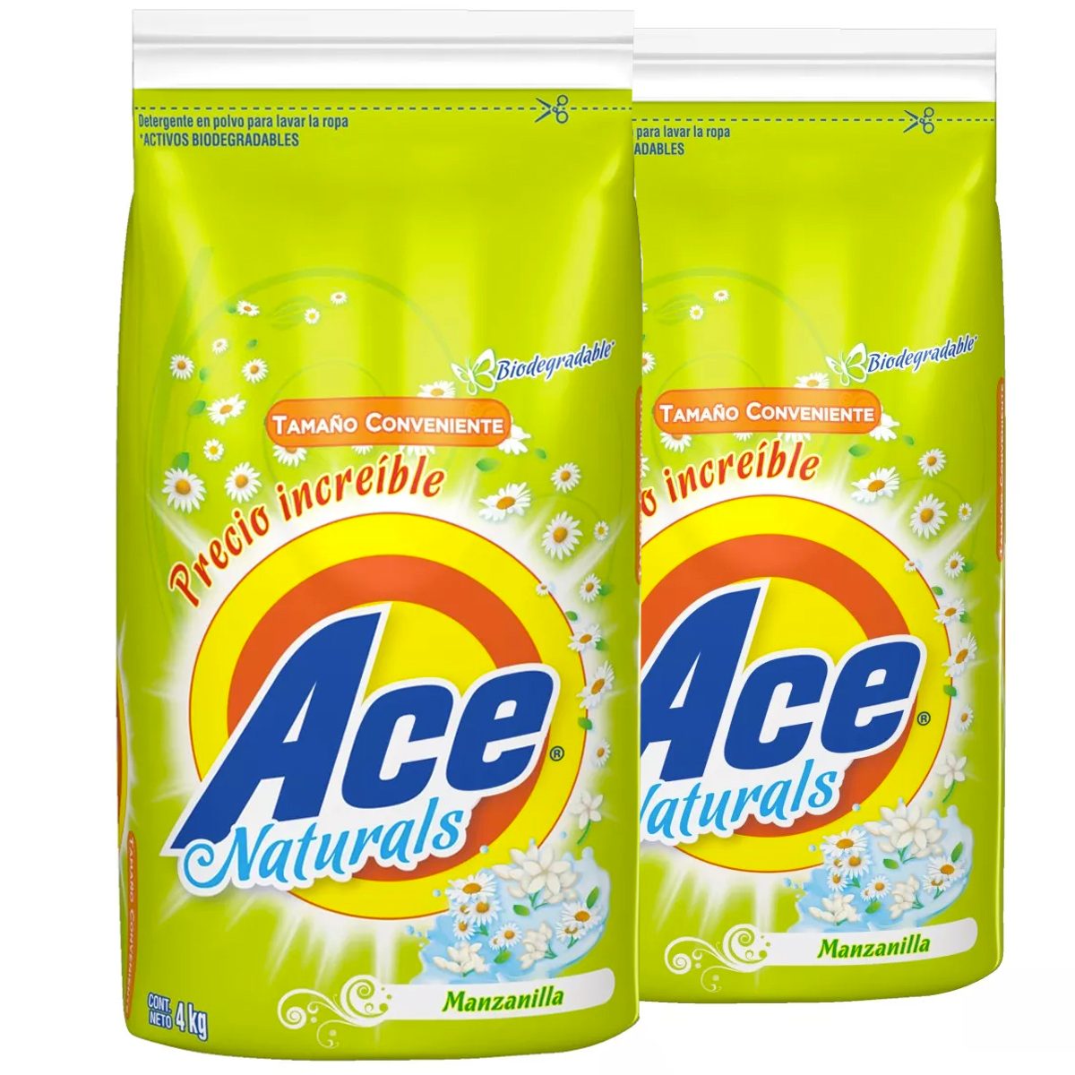  DETERGENTE POLVO 2.7 KG. ACE NATURAL MANZANILLA 