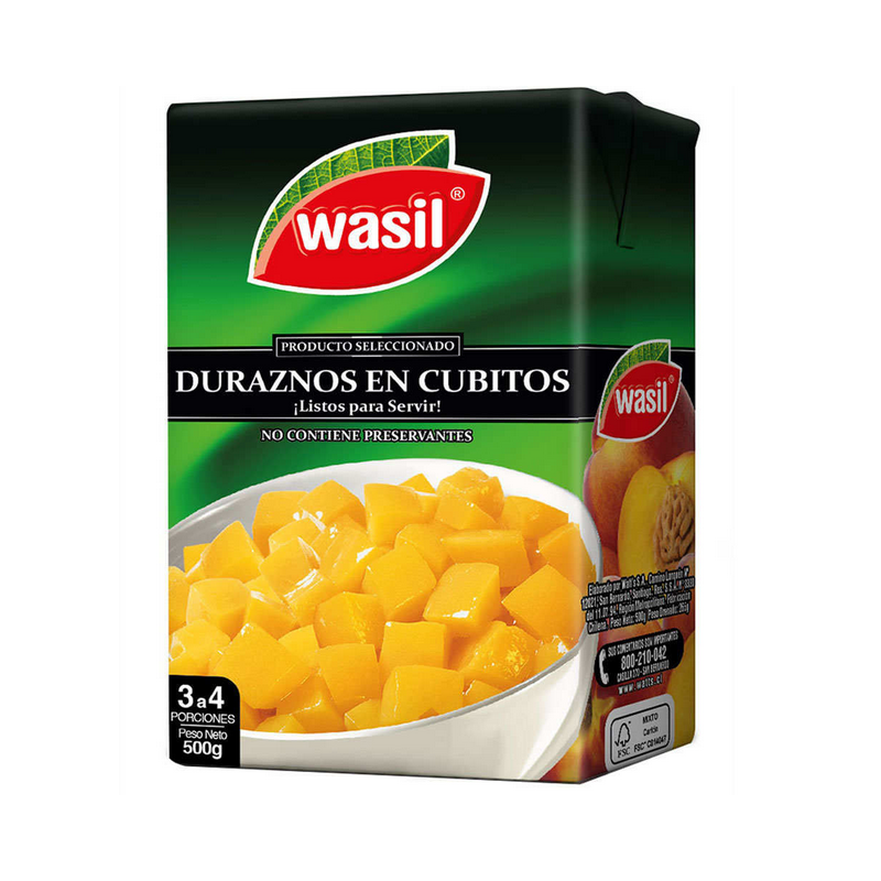  DURAZNO CUBITOS  500 GR TETRA WASIL 