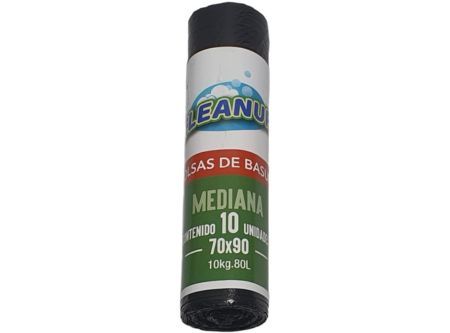  BOLSA BASURA 70 X 90 CM 10 UN ROLLO CLEANUP 