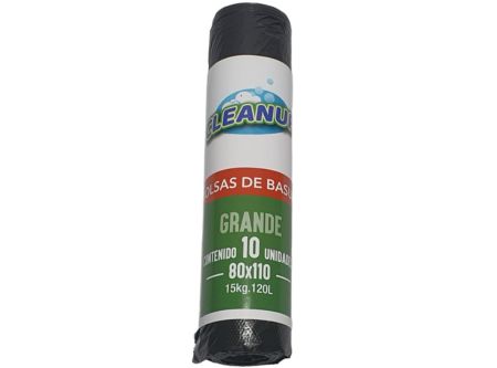  BOLSA BASURA 80 X 110 CM 10 UN ROLLO CLEANUP 