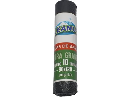  BOLSA BASURA 90 X 120 CM 10 UN ROLLO CLEANUP 
