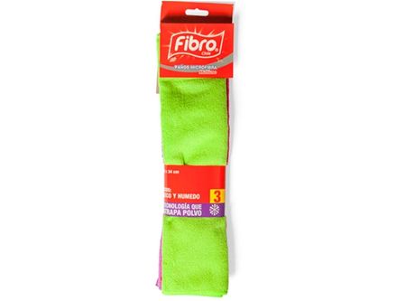  PANO MICROFIBRA X 3 FIBRO 36X34 COLORES SURTIDOS 
