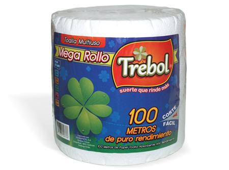  TOALLA PAPEL 1 ROLL 100 MT TREBOL 