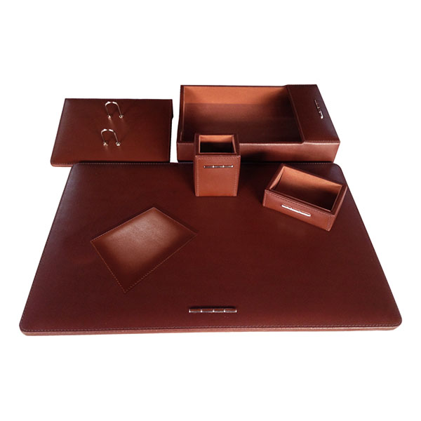  SET ESCRITORIO CUERO 6 PIEZAS CAFE KOURUS** 