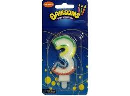  VELA CUMPLEAOS N/.3 X 1 UND BALLOONS 