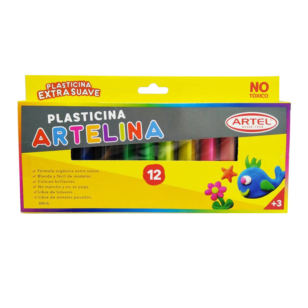  PLASTICINA 12 COLORES TRIANGULAR ARTELINA 
