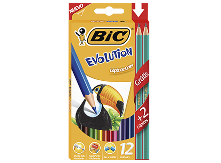  LAPIZ COLOR 12UN. EVOLUTION LARGO BIC +4 LAPIZ EV 