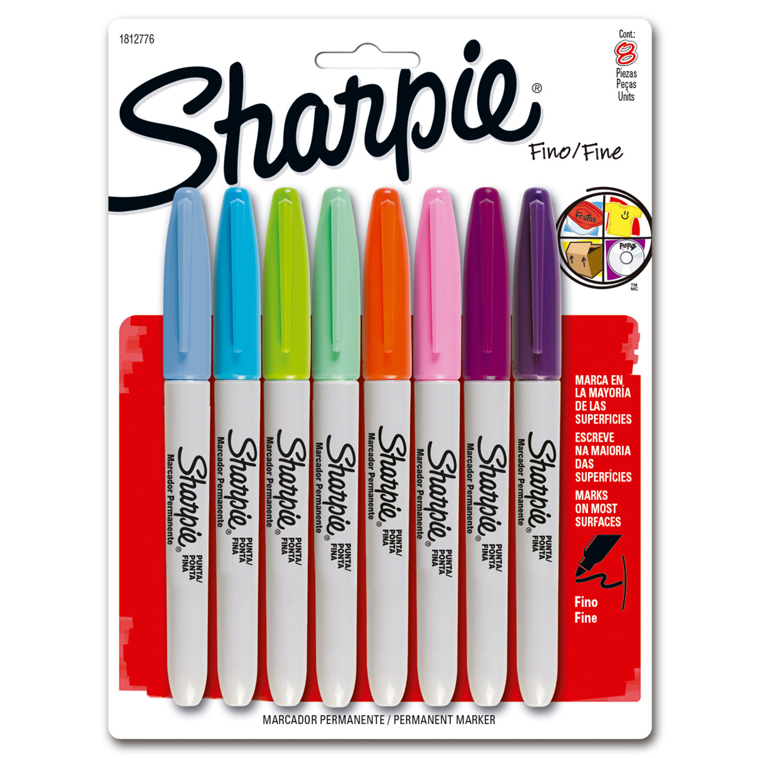  MARCADOR M/USO ESTU X 8UN COLOR SHARPIE 1812776 