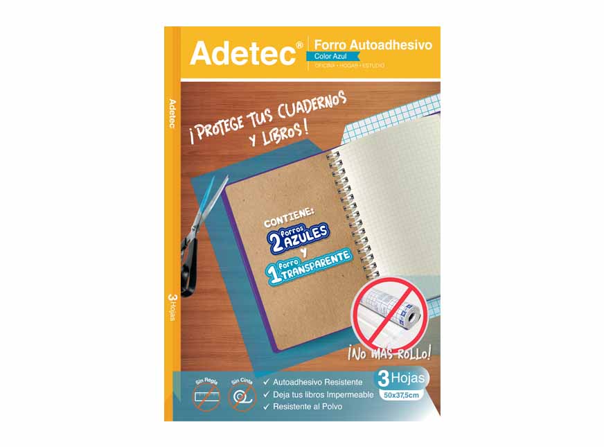  FORRO AUTOADHESIVO AZUL 50 X 37.5 CM 5HJ. ADETEC** 