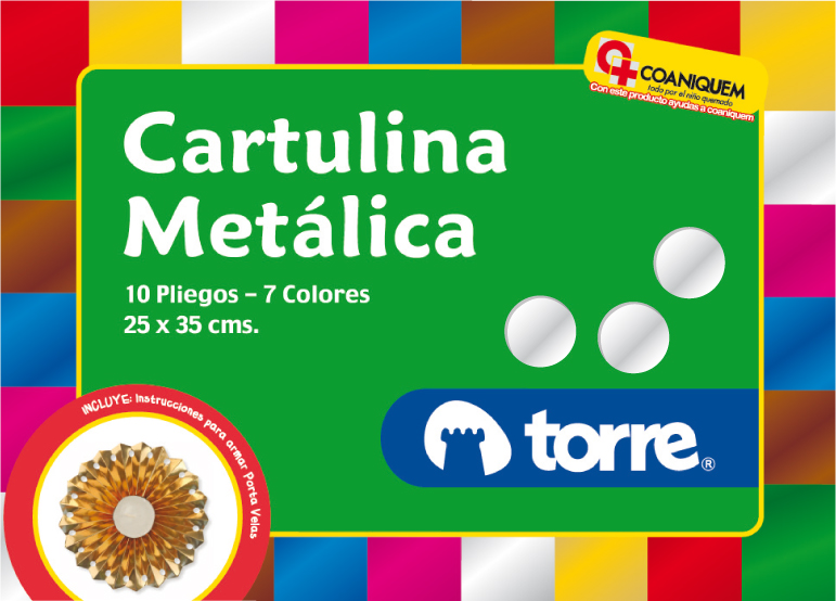  CARPETA ESCOLAR CARTULINA METALICA 10 COL. TORRE 