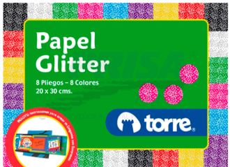  CARPETA ESCOLAR PAPEL GLITTER 8 COL. TORRE 