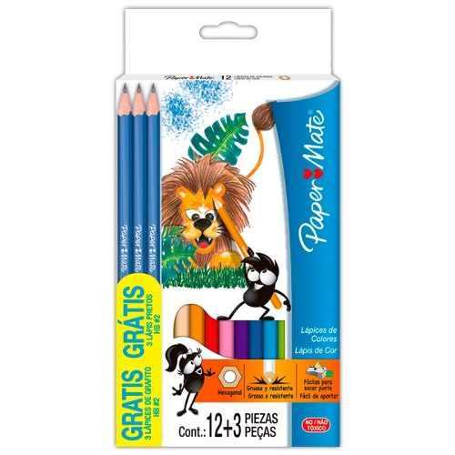  LAPIZ COLOR 12UN. LARGO HEXA.PAPER MATE C+ 3 GRAF 