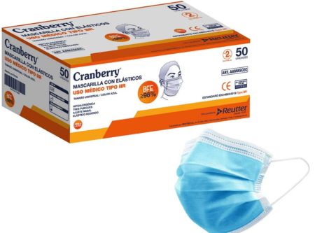  MASCARILLA 3 PLIEGUES C/ELAST 50 UN CELESTE GRANBE 