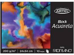  BLOCK ACUARELA FABRIANO 10 HJ 200 GR 24X34CM ARTEL 