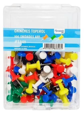  PUSH-PINS 100 UN HAND COLOR CAJA 