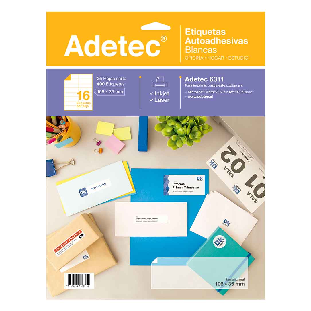  ETIQUETA ADETEC INK-JET 106X 35-2C 25 HJ. 