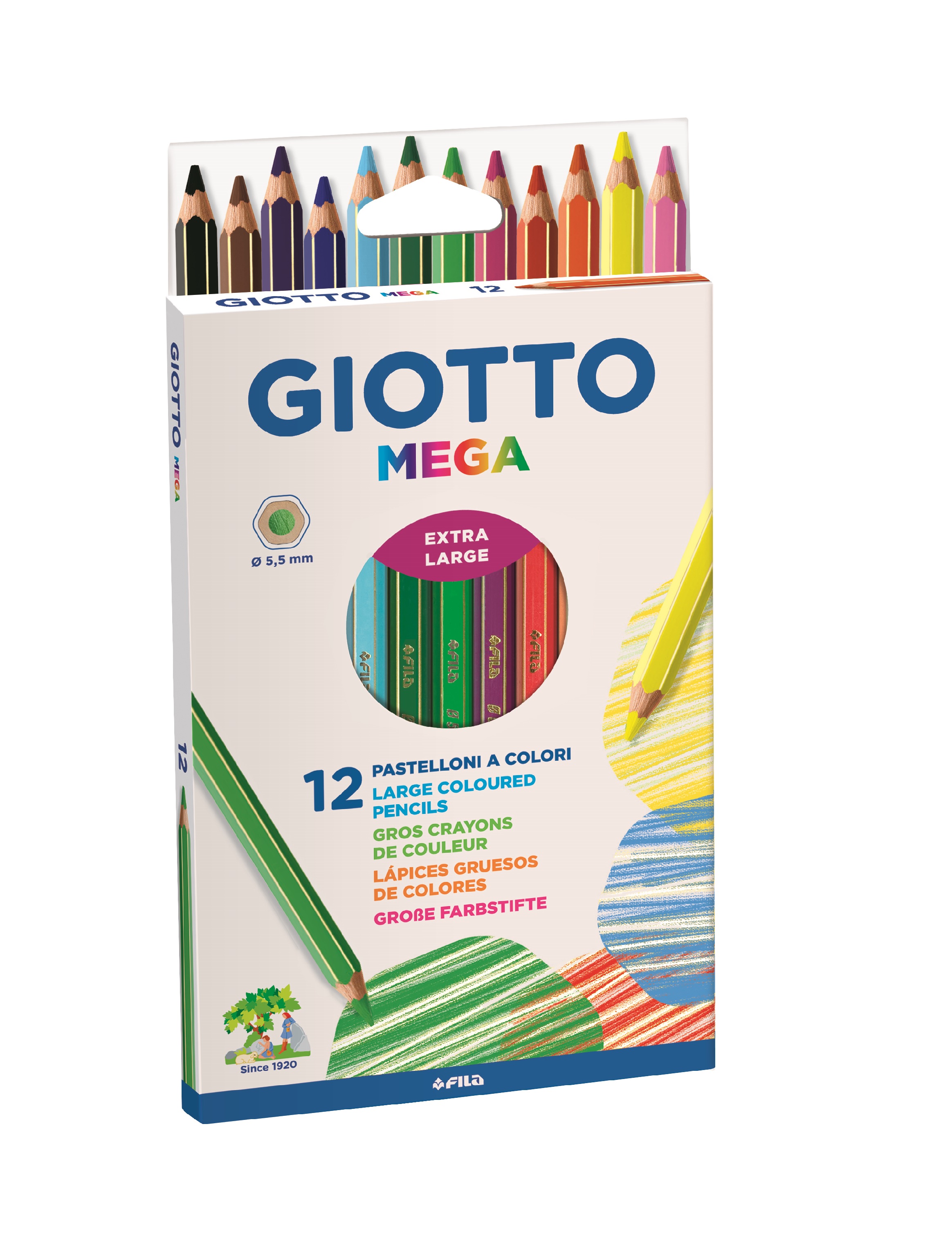  LAPIZ COLOR 12UN. LARGO JUMBO GIOTTO MEGA HEXAGONA 