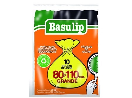  BOLSA BASURA 80 X 110 CM 10 UN BASULIP 
