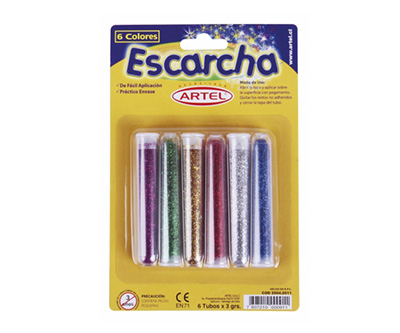  ESCARCHA COLOR SURTIDO 3GRS. TUBO 6 UNID.ARTEL 
