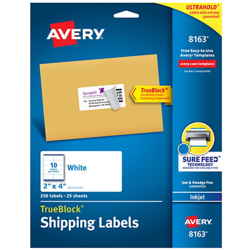  ETIQUETA AVERY 8163 5.1X10.2 BL INKJET 10XHJ 25HJ 