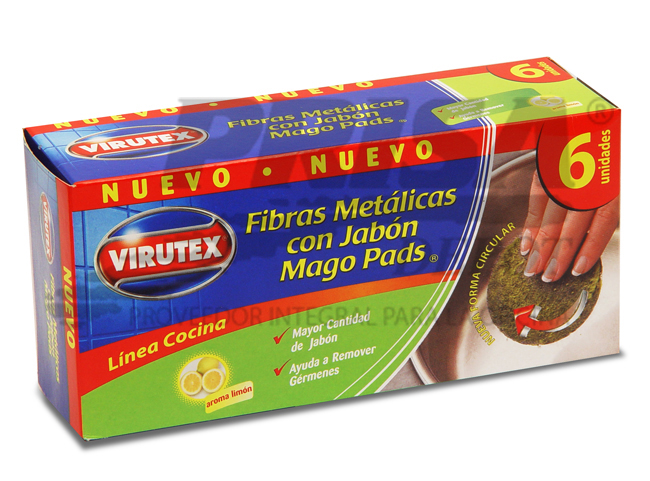  MAGO PADS VIRUTEX 6 UN S/JABON LANA ACERO OLLA 