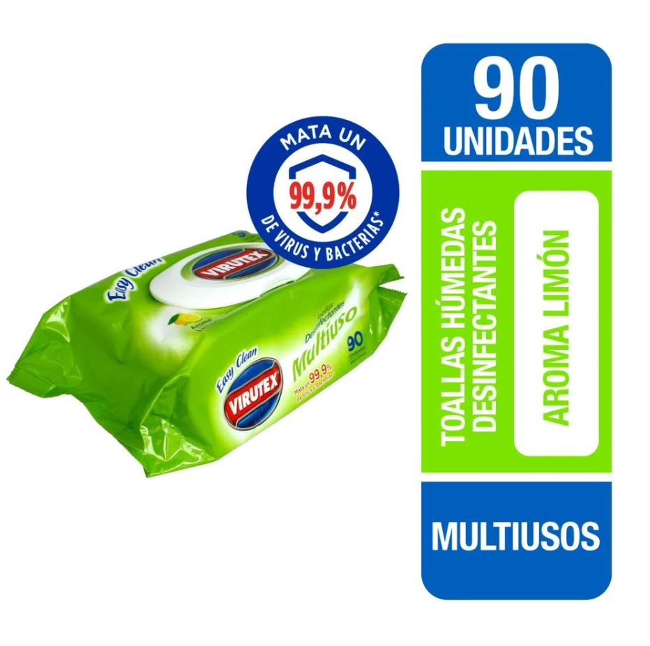  TOALLA DESINF VIRUTEX 90 UN LIMON FLOWPACK 
