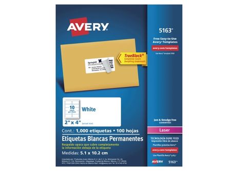  ETIQUETA AVERY 5163 5.1X10.2 BL LASER 100 HJ X 10E 