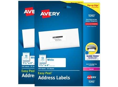  ETIQUETA AVERY 5262 3.4X10.2 BL LASER 14XHJ 25HJ 