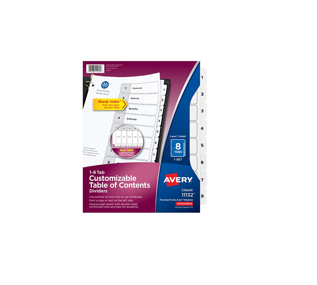  SEPARADOR CARTA 1-8 BL C/INDICE AVERY REF 11132 