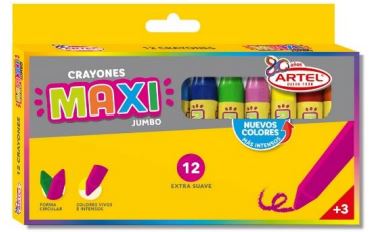  LAPIZ CERA  12 COLORES JUMBO CRAYON ARTEL 