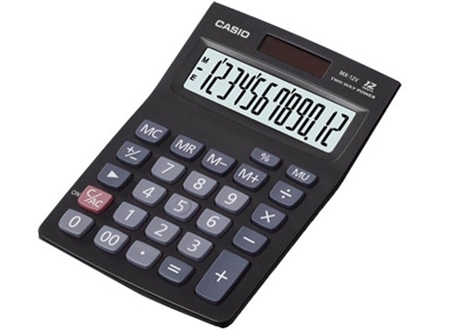  CALCULADORA BASICA ESCR/S CASIO 12DIG MX-12B (QR) 