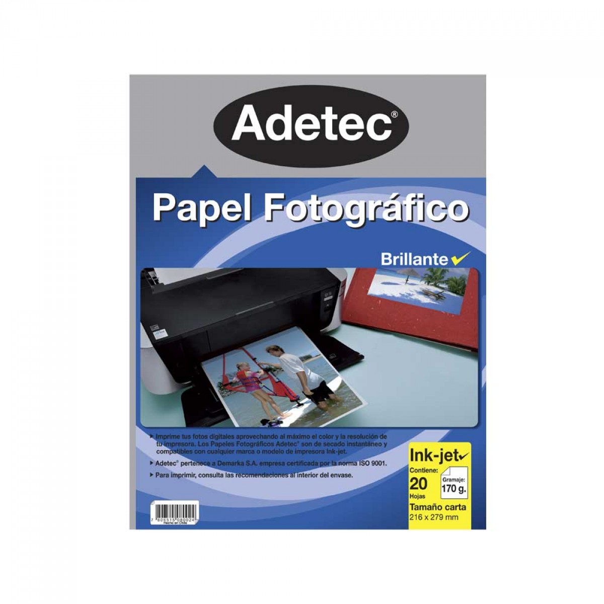  PAPEL FOTOGRA CARTA 170GR 20 HJ.BRILLANTE ADETEC 