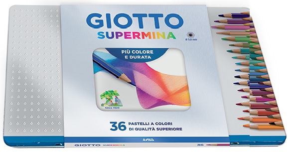  LAPIZ COLOR 36UN. GIOTTO SUPER MINA ESTUCHE LATA 