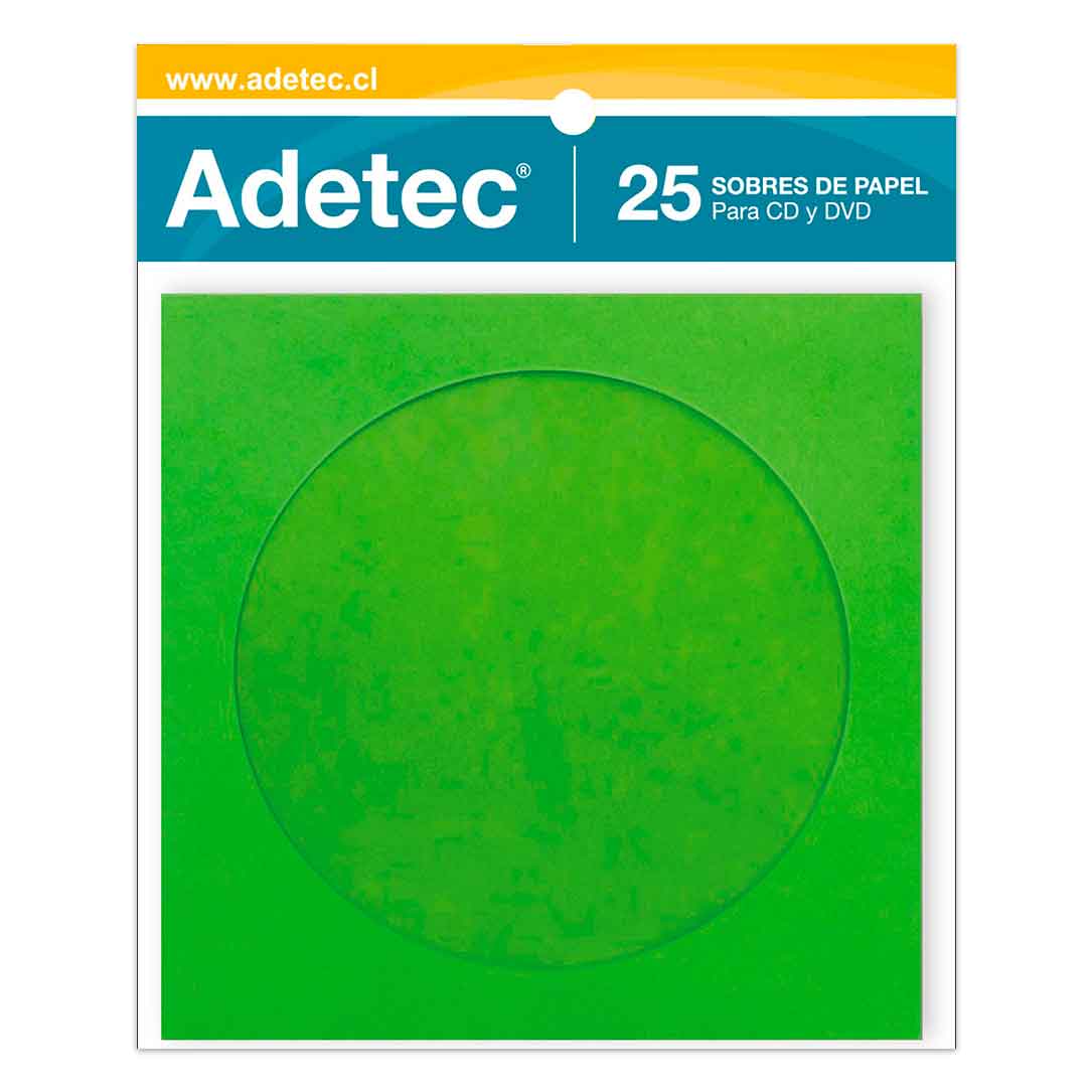  SOBRE CD CON VENTANA 5 COLORES 25UN ADETEC 