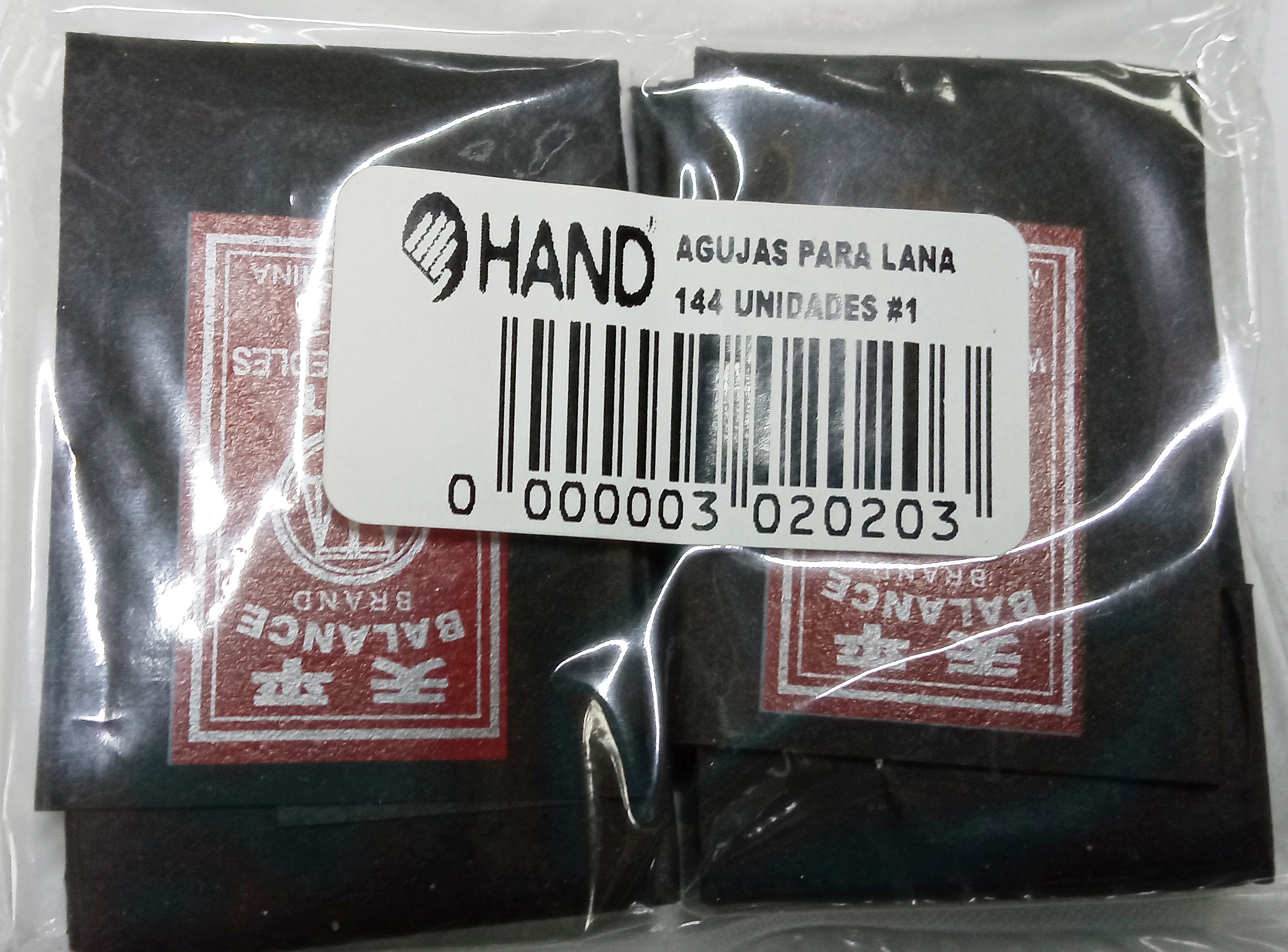  AGUJA DE LANA 5.3CM. X 144 UN METALICA HAND 