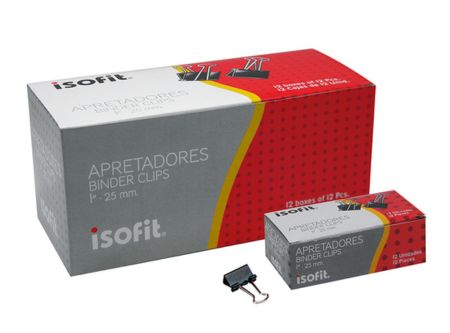  DOBLE CLIPS NEGROS 1/2 15MM X 12 UN ISOFIT 