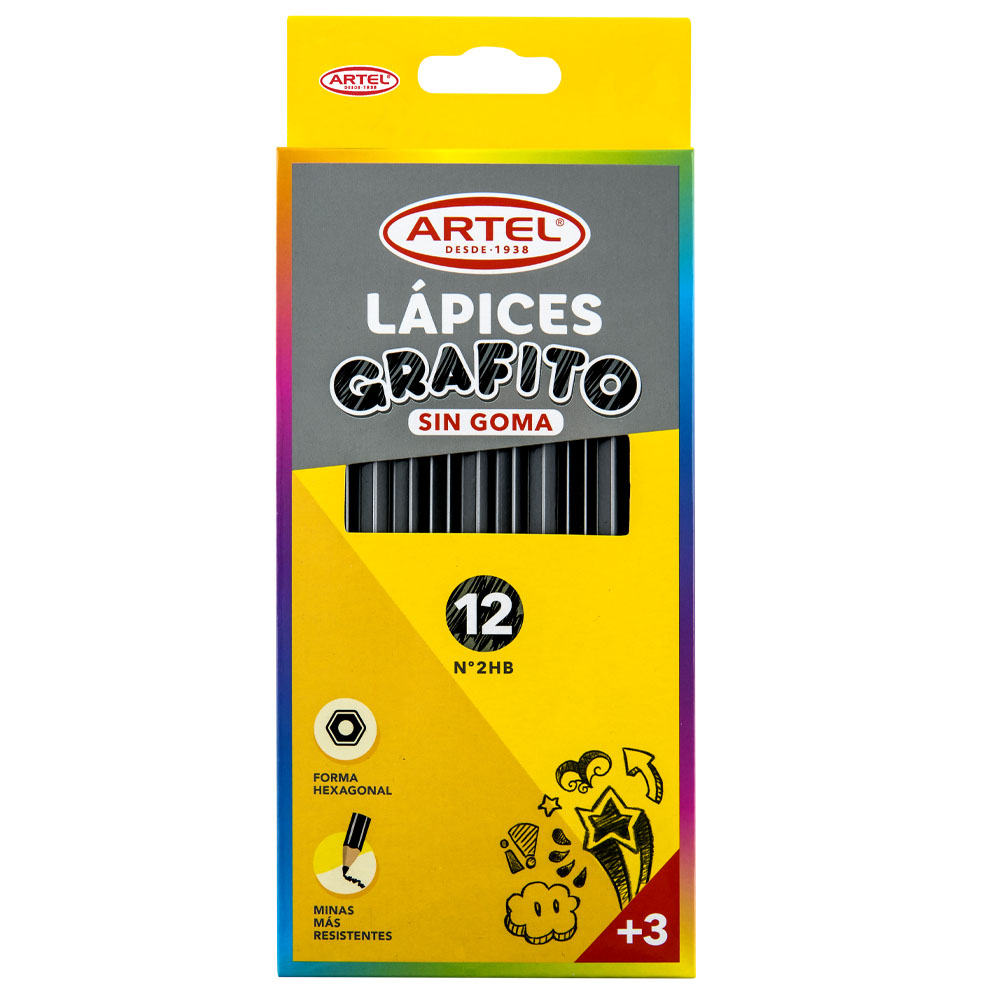  LAPIZ GRAFITO SIN GOMA N/2 HB X 12 UND ARTEL 