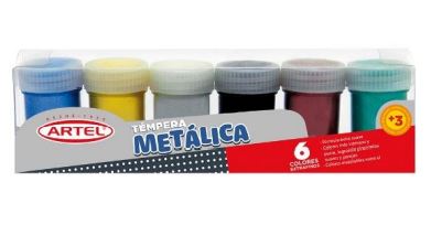  TEMPERA   6 COLORES 15 ML ARTEL METALICA 
