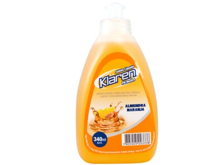  JABON LIQ. 340 ML KLAREN ALMEND/NARAN C/DOSIFICADO 